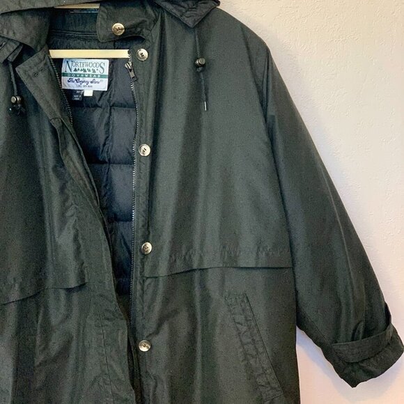 Northwoods Downwear mens duster coat SZ M - removable down lining and hood - Picture 2 of 8